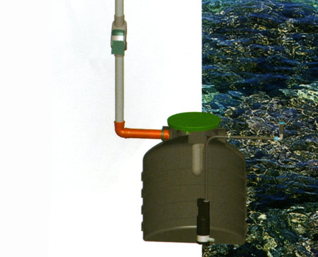 Detailansicht des Mini Regenwassertanks