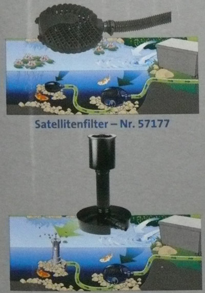 Dieses Zubehr wie Skimmer und Satellitenfilter passt auf die Aquamax