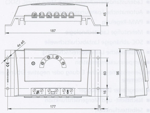 Laderegler Steca Solarix PRS 2020  Abmessungen